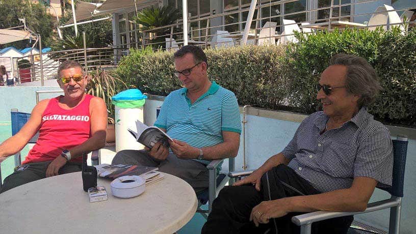 Giovanni Siri, Ludovico Pratesi e Ugo Nespolo preso Lido Beach & Life Resort. 2016.